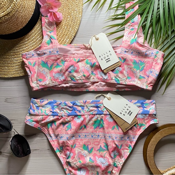 Billabong 👙 Secret Paradise Boho Floral Crop Tank Bikini Top | Maui Bottoms - Picture 3 of 7